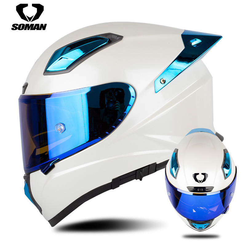 Carbon Fiber Lightweight Motorcycle Helmet - Casco da moto Soman in fibra