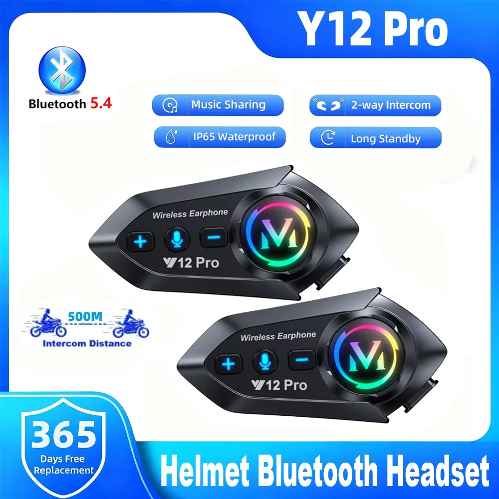 Full Face Motorcycle Helmet With Bluetooth - Interfono Bluetooth per Casco Moto Y12