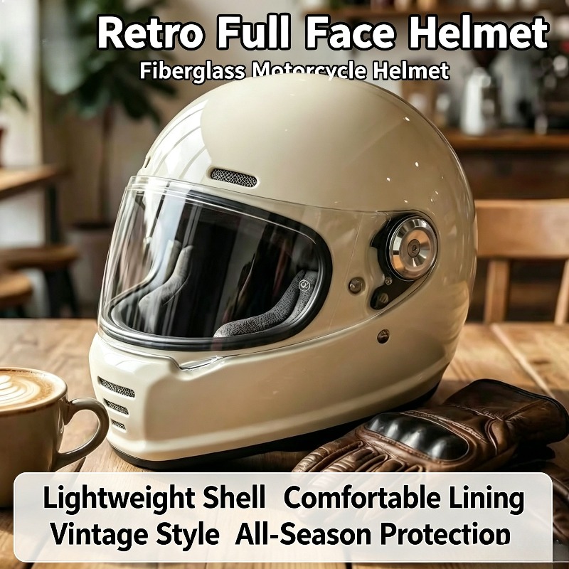 Carbon Fiber Lightweight Motorcycle Helmet - Casco Integrale Retrò in Fibra di