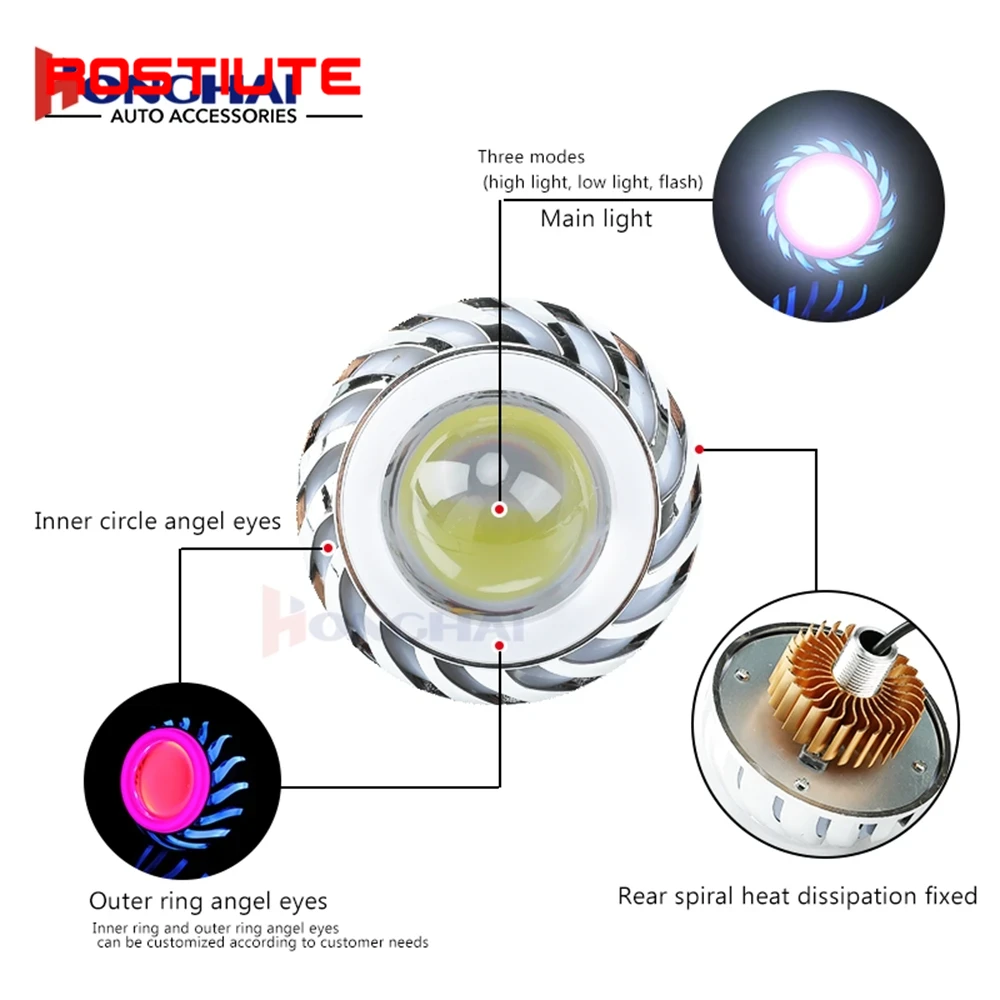 Fascio alto/basso Doppi occhi  - Universal Motorcycle Led Headlight Projector recensione e prezzo