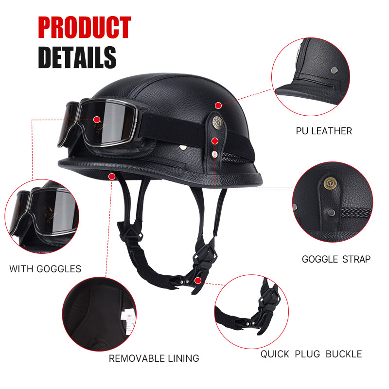 Casco tedesco mezzo vintage Ca - Vintage Open Face Retro Helmet recensione e prezzo